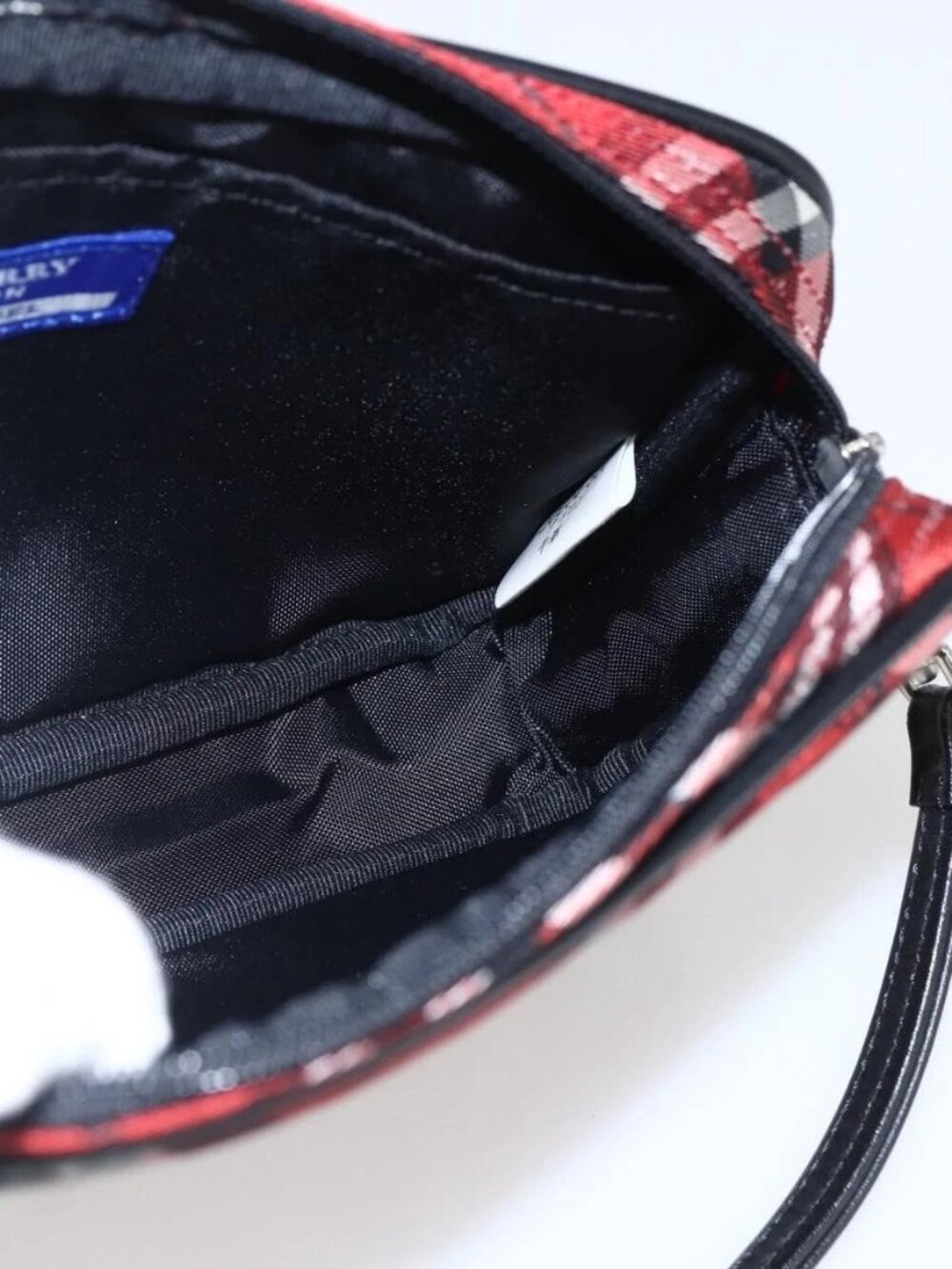 BURBERRY Nova Check Blue Label Accessory Pouch Nylon Red Black Auth am10838V - Picture 11 of 16